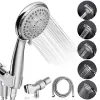 Shower Heads 5 Setting with Handheld Sprayer & Long Hose High Pressure Rain, Easy Tool Free Installation, Perfect Adjustable Shower Heads for Your Bathroom