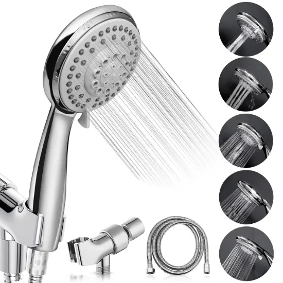 Shower Heads 5 Setting with Handheld Sprayer & Long Hose High Pressure Rain, Easy Tool Free Installation, Perfect Adjustable Shower Heads for Your Bathroom