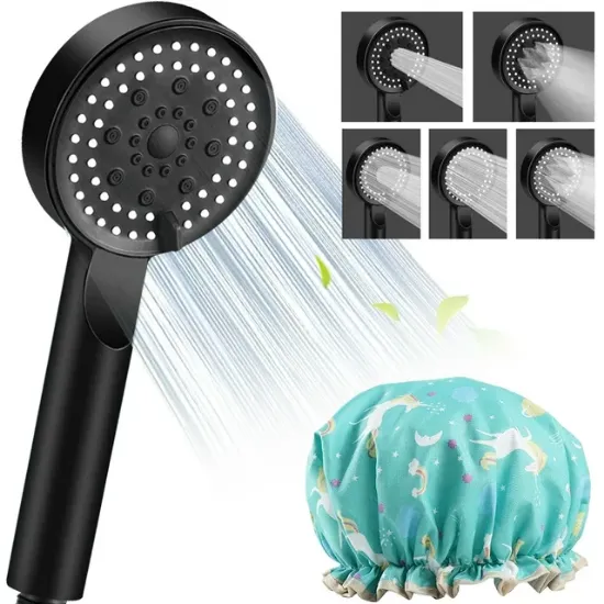 GINIHOMER 5 Settings High Pressure Shower Head with Shower Cap, Rain Shower Head with Handheld, Water Saving, Anti-Leak, and Adjustable