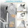 Shower Heads 5 Setting with Handheld Sprayer & Long Hose High Pressure Rain, Easy Tool Free Installation, Perfect Adjustable Shower Heads for Your Bathroom