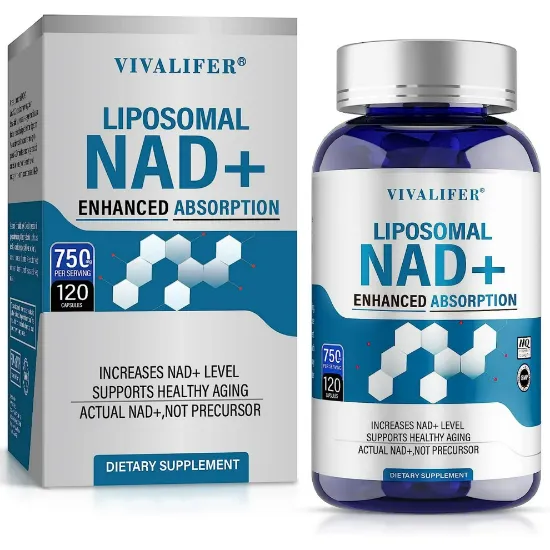 Picture of VIVALIFER Liposomal NAD+ Supplement, NAD+ 500mg with TMG 250 mg for Ultra Max Enhanced Absorption, Promotes Anti-Aging, Energy and DNA Repair, Brain Function - 120 Capsules