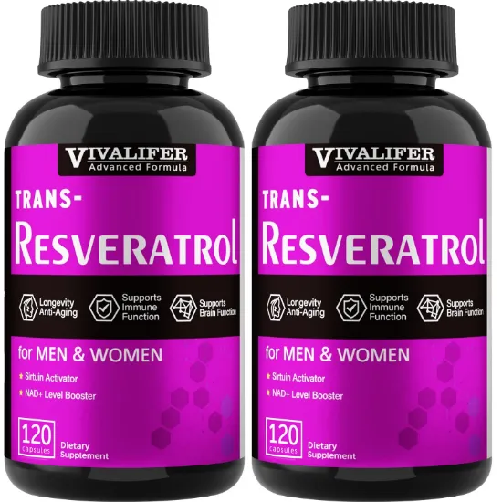 Picture of VIVALIFER Resveratrol 500mg, 2 Pack Promotes Anti-Aging and Promotes Immune, Cardiovascular Support and Joint Support, Total 240 Capsules